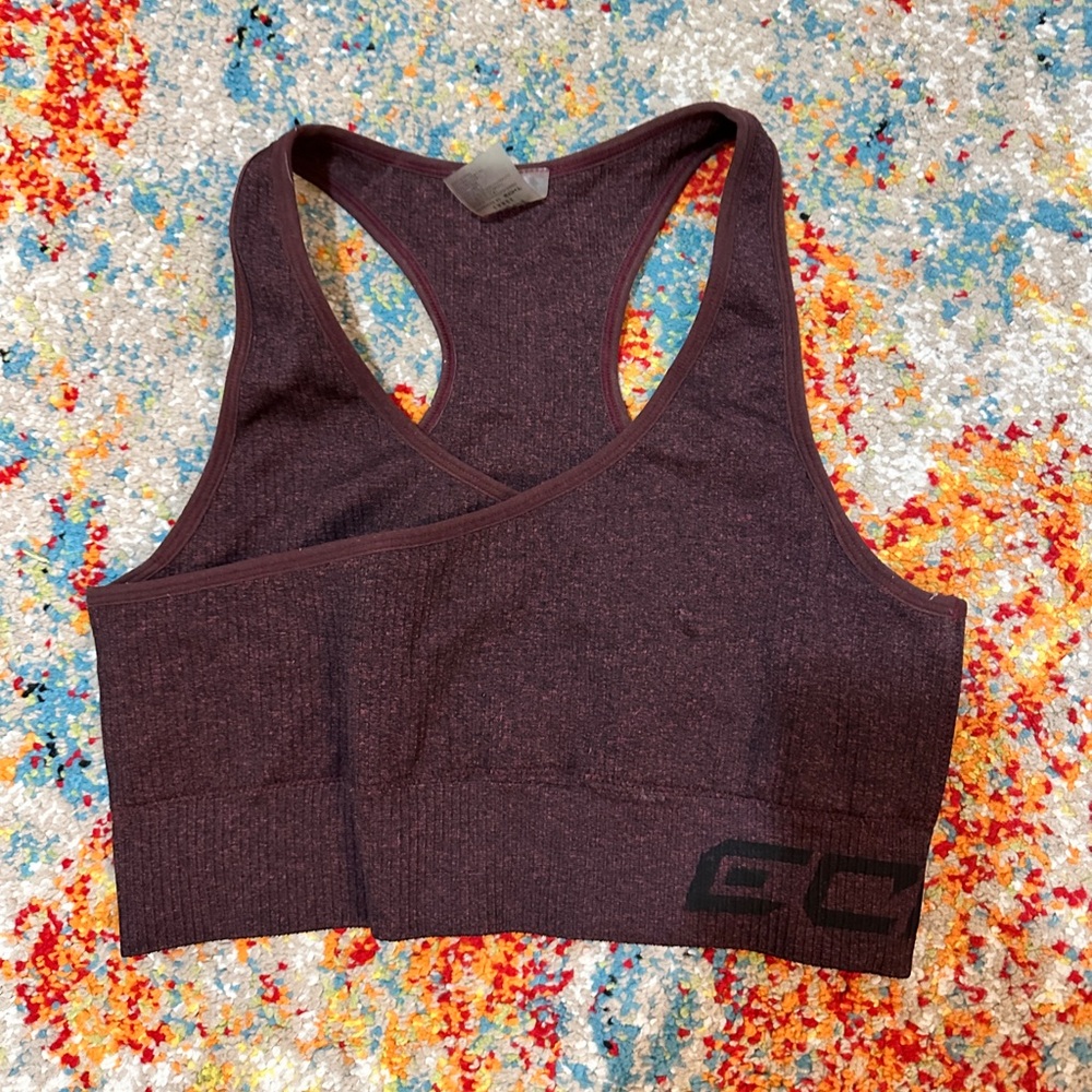 Maroon Thick Ribbed Sports Bra